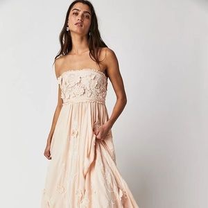 Free People Rosa Maxi Dress Floral Strapless Pink Size Small Empire Waist